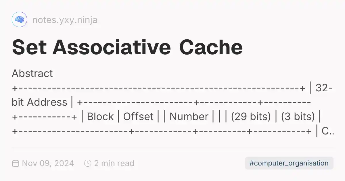 Set Associative Cache